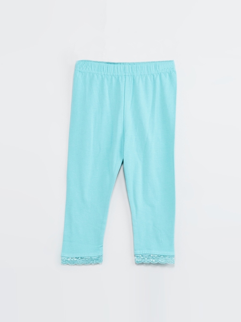 

max Girls Turquoise Blue Solid Ankle-Length Leggings