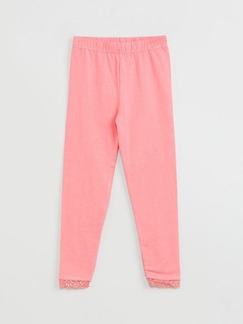 

max Girls Pink Solid Ankle-Length Leggings