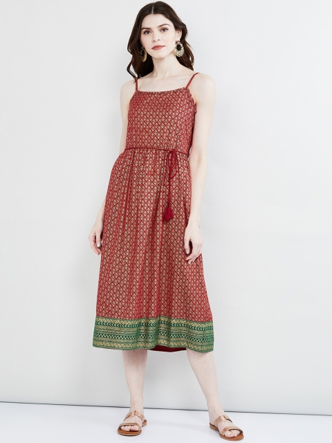 

max Women Red Printed A-Line Dress