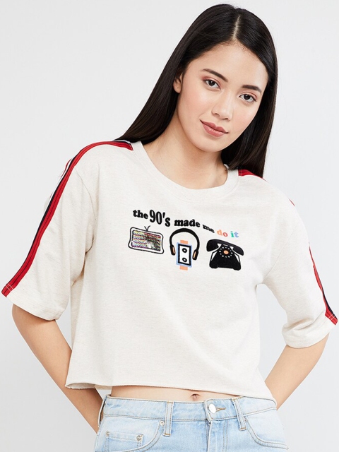 

max Women Beige Embroidered Top