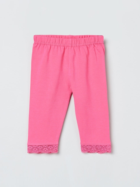 

max Girls Pink Solid Ankle-Length Leggings