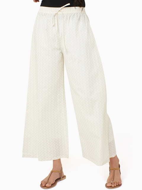 

IMARA Women White Regular Fit Solid Parallel Trousers