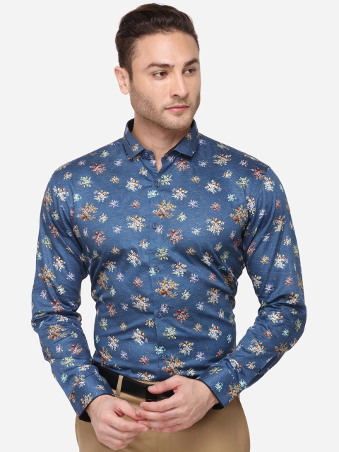 

JB STUDIO Men Blue Slim Fit Printed Formal Shirt
