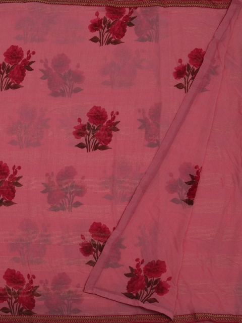 

Pothys Pink & Red Poly Chiffon Floral Printed Saree