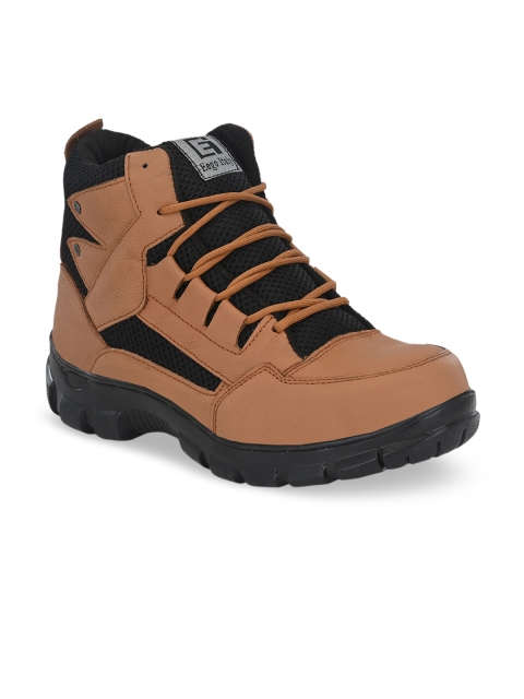 

Eego Italy Men Tan Brown Leather Mid-Top Trekking Shoes