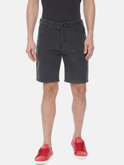 

Breakbounce Men Grey Solid Slim Fit Chino Shorts