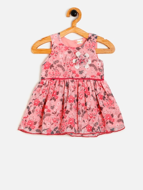 

Aomi Girls Pink Floral Printed Fit and Flare Dress