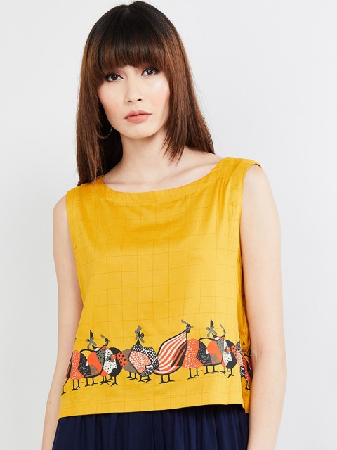 

max Women Yellow Checked Top