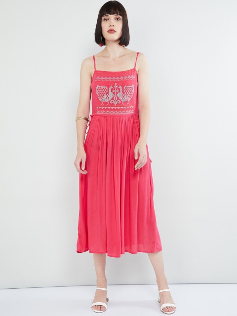 

max Women Pink Embroidered A-Line Dress