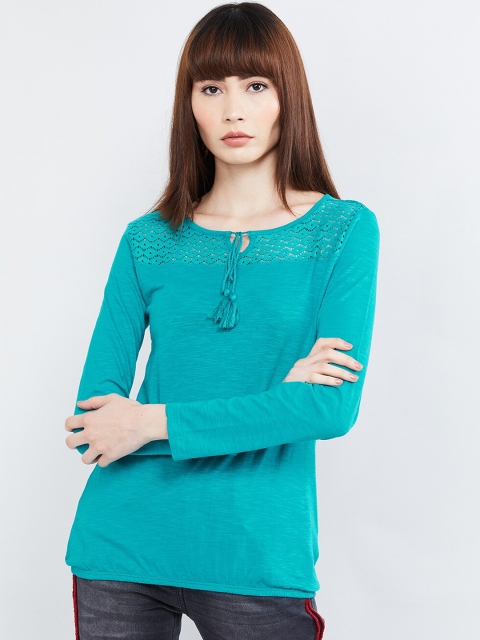 

max Women Blue Solid Top