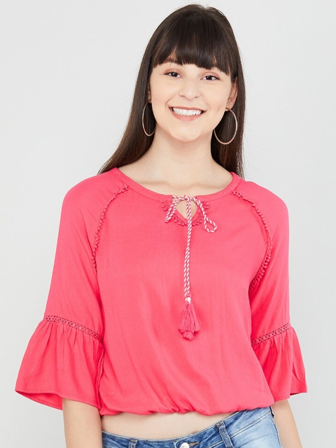 

max Women Coral Red Solid Top