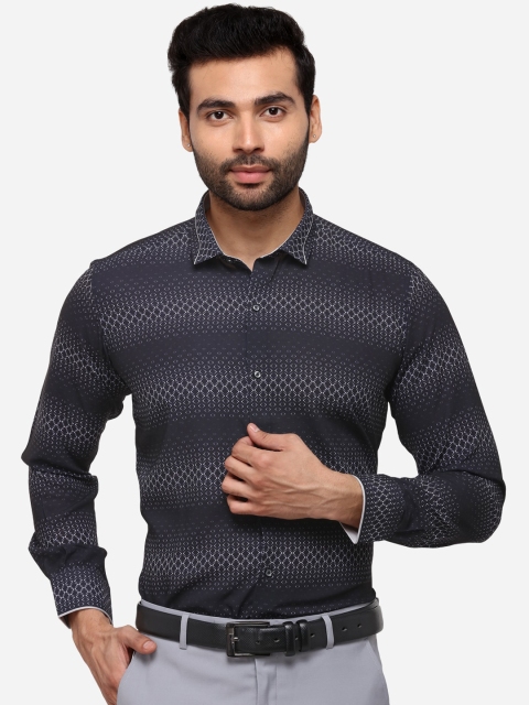 

JB STUDIO Men Black & Grey Slim Fit Printed Formal Shirt