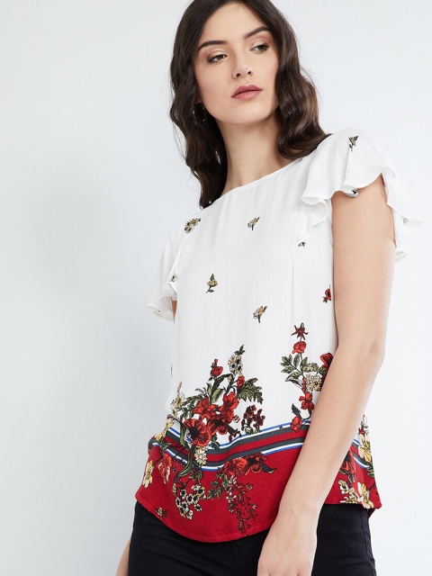 

max Women Off-White & Red Printed Top