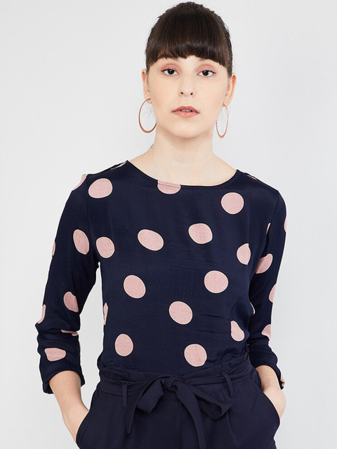 

max Women Navy Blue Printed Top