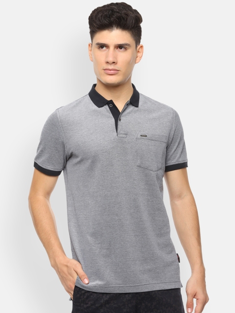 Van Heusen Sport Men Grey Solid Polo Collar T-shirt