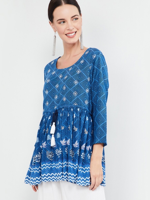 

max Women Blue Printed Top