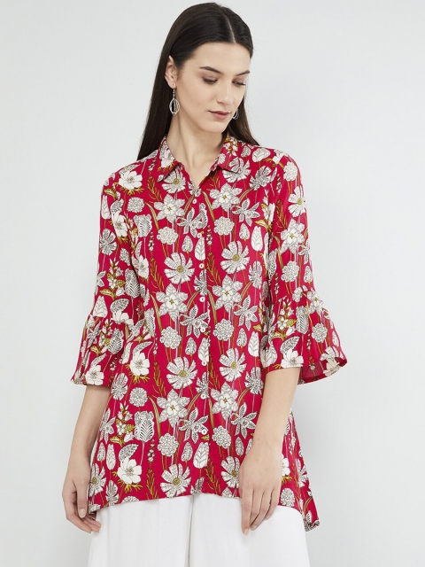 

MAX Bell Sleeves Floral Print Tunic, Fuchsia
