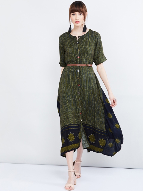

max Women Green Printed Shirt Dress