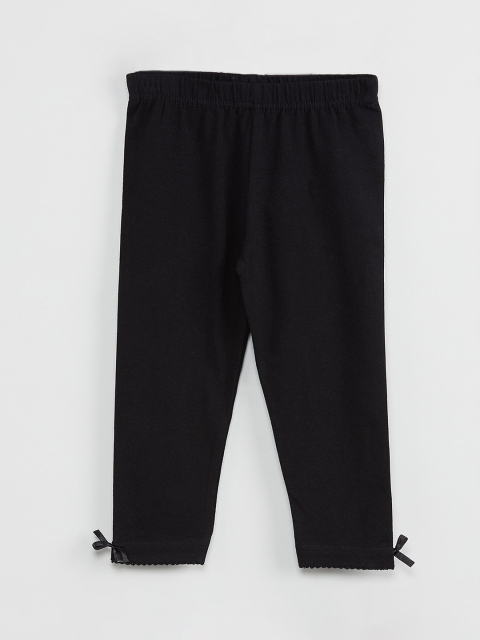 

max Girls Black Solid Ankle-Length Leggings