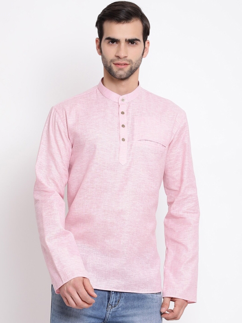 

VASTRAMAY Men Pink Solid Straight Kurta