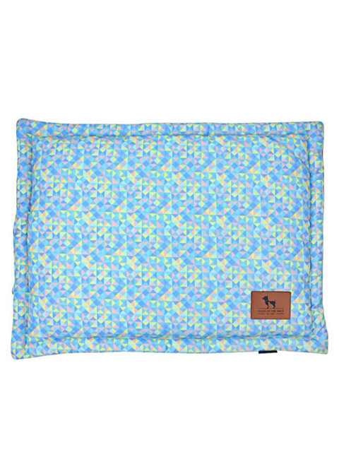 

Heads Up For Tails Blue & Yellow Geometric Print Chew Resistant Dog Pet Mat