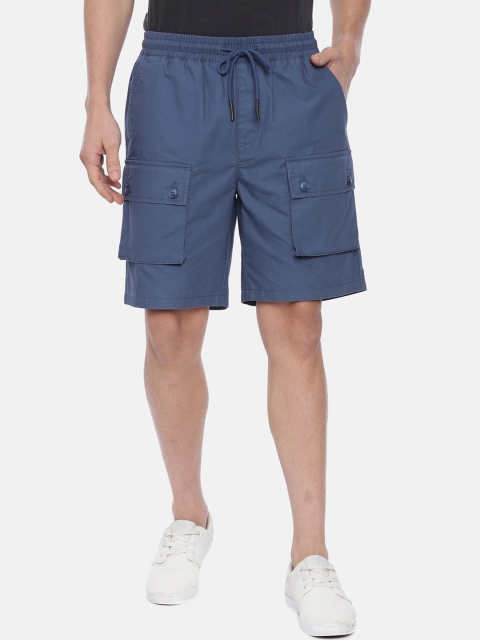 

Breakbounce Men Blue Solid Regular Fit Cargo Shorts