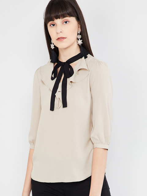 

max Women Beige Solid Top