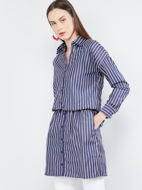

max Women Blue & White Striped Tunic
