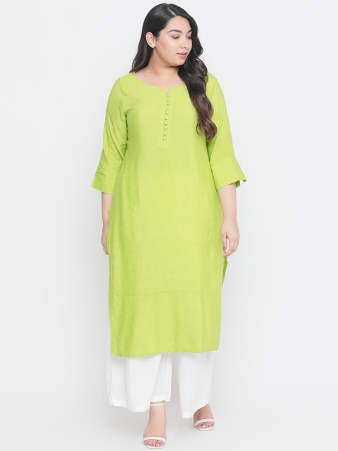 

Amydus Women Green Solid Straight Kurta