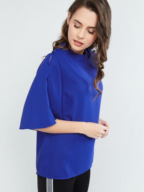 

max Women Blue Solid Top