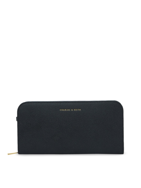 

CHARLES & KEITH Women Black Solid Zip Around Wallet