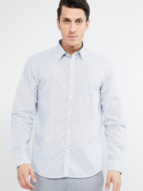

max Men White & Grey Slim Fit Printed Casual Shirt