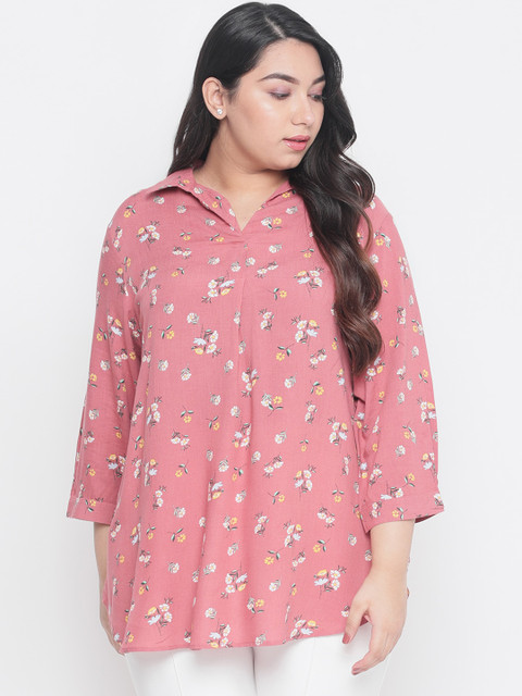 

Amydus Women Pink Printed Shirt Style Top
