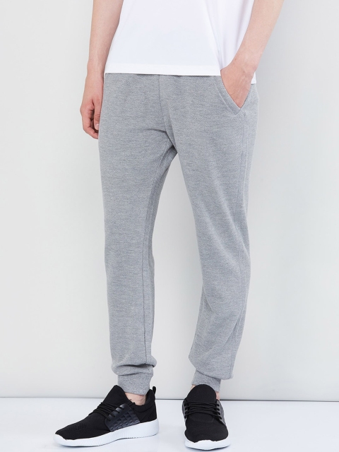 

max Men Grey Melange Solid Straight-Fit Joggers