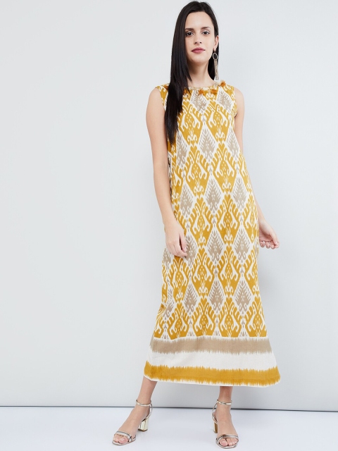 

max Women Mustard Printed Maxi Dress