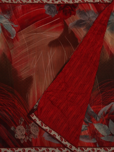 

Pothys Red Printed Jute Cotton Saree