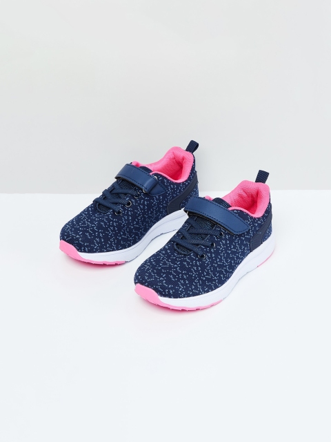 

max Girls Navy Blue Woven Design Slip-On Sneakers