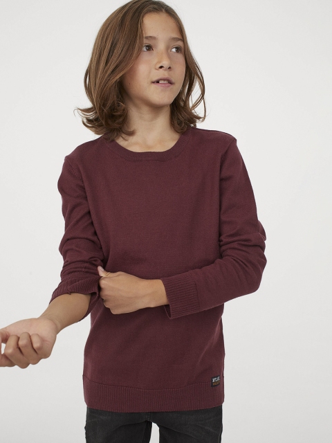 

H&M Boys Maroon Solid Fine-Knit Cotton Jumper