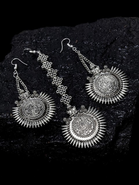 

PANASH Oxidised Silver-Plated Oxidised Jewellery Set