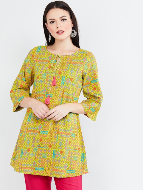 

MAX Green Printed Three-quarter Sleeves Tunic