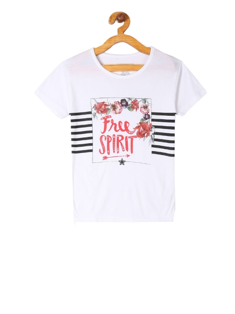 

Cherokee Girls White Printed Round Neck T-shirt