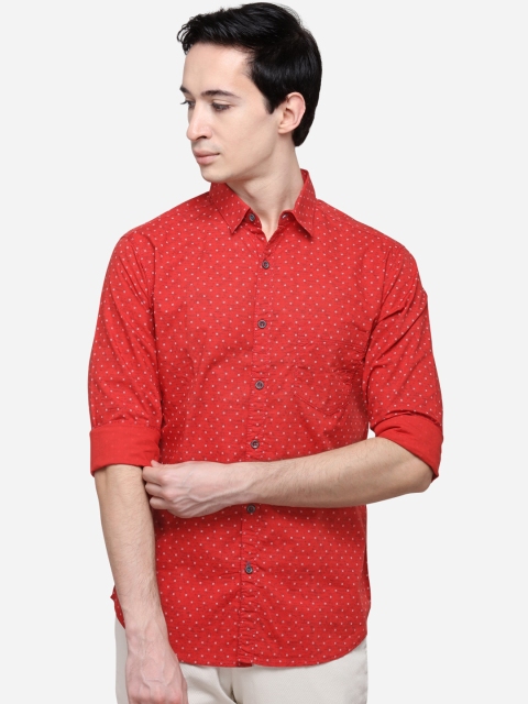 

Greenfibre Men Orange Slim Fit Printed Casual Shirt