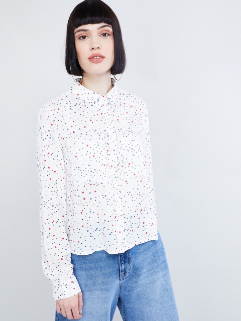 

max Women White Regular Fit Printed Casual Shirt