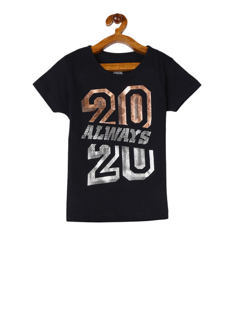 

Cherokee Girls Black Printed Round Neck T-shirt