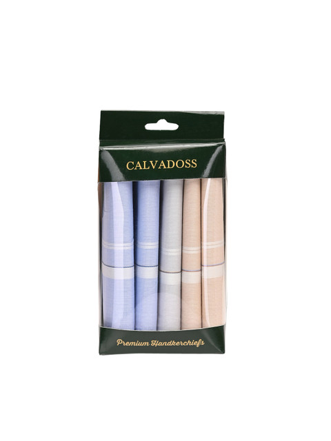 

Calvadoss Men Pack Of 5 Handkerchiefs Gift Set, Blue