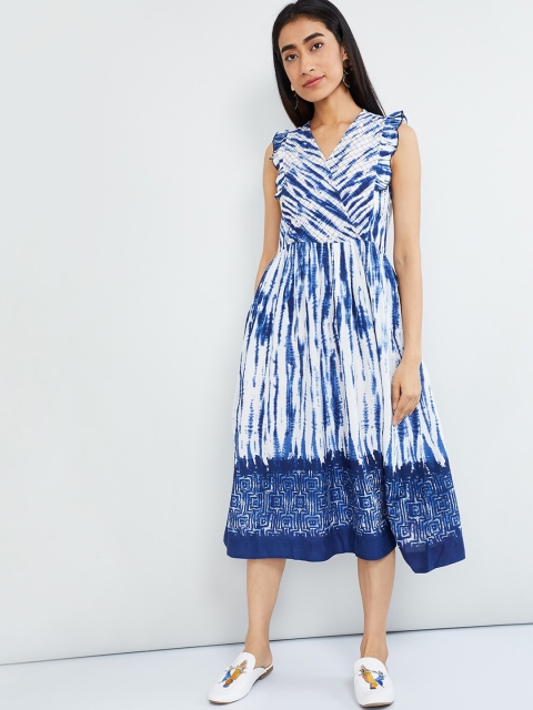 

max Women Blue Dyed Wrap Dress