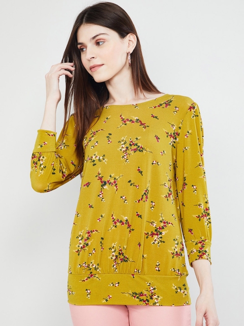 

max Women Mustard Yellow Printed Top