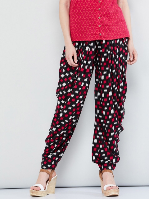 

max Women Black & White Printed Loose-Fit Salwar