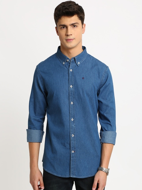 

TED HARBOR Men Blue Slim Fit Solid Casual Shirt