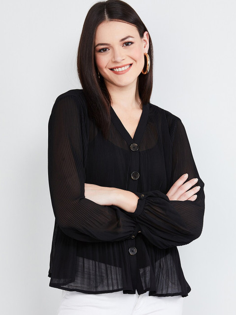 

max Women Black Solid Top